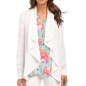 Lilly Pulitzer Linette White Open Drape Cardigan